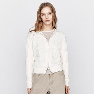 지오다노 여성 봄 간절기 케이블 꽈배기 2WAY 후드 집업 니트 가디건 356503