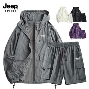 지프 JEEP SPIRIT 정품 남녀공용 후드집업 상하의세트 아노락 상하의세트 방수원단 UV차단99% JP2350