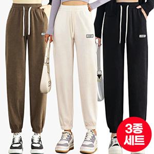 (3종세트/장당 7천원) 2+1 스타일아유 캐주얼 겨울 방한 도톰 기모 하이웨스트 트레이닝 조거팬츠LP0594R2