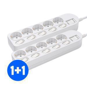 1+1 국산 슬림 플러그 개별 절전 5구 멀티탭 안전 접지 과부하차단 하나 가격에 두개를 살수 있는 기회