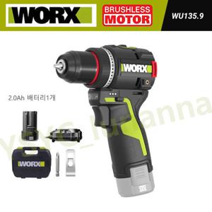 WORX 웍스 WU135 충전임팩드릴 전동 스크류 드라이버 12V 2.0Ah 배터리1개 세트