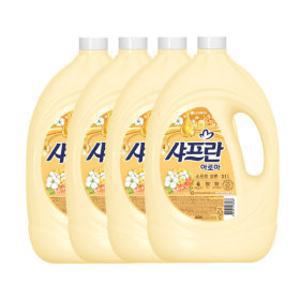 기분좋은향기 샤프란 섬유유연제 소프트코튼 3.1L 4개