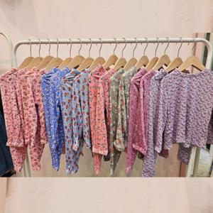 아기 유아동 실내복 상하세트 촌캉스 플리츠 꽃잠옷 촉감 부드러운 수면용 잠옷 최저가도전