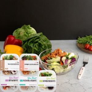 샐러드5종맛보기 꽃맛살+치킨브레스트+모짜렐라볼+믹스너츠리코타+모짜렐라보코치니파스타 샐러드