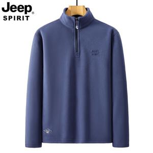 JEEP SPIRIT 가을 겨울 남성 플리스 반집업 폴라 맨투맨