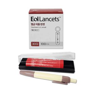 DE PVC 무통사혈기 + 에이치엘비 멸균 이올란셋 30G 100개입 체했을때손따기 채혈기 사혈침 채혈침 당뇨침