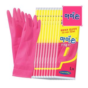 모두사 마미손 고무장갑 신주름 대형 / 천연라텍스장갑 니트릴장갑 10개입