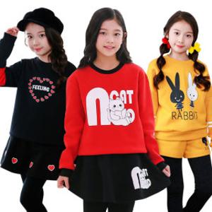 겨울 주니어 초등학생 여아 기모 후드 맨투맨 세트복 상하복 옷 트레이닝복 아동복