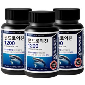 네추럴라이즈 콘드로이친 1200 600mg x 60정 3병 상어 연골 분말