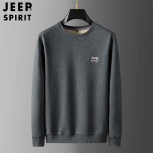 JEEP SPIRIT 남성용 플리스 안감 스웨트셔츠 긴팔 티셔츠