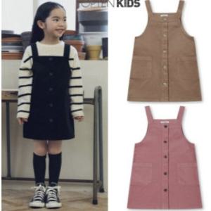 탑텐키즈 MKE4OO2011 여아 벨베틴 오버롤 원피스