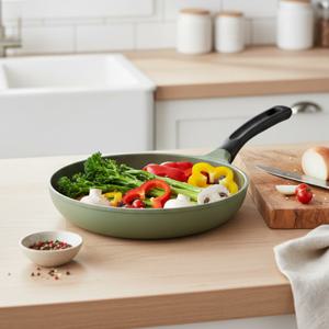 이너홈 통주물 프라이팬 인덕션 IH용 후라이팬 올리브 그린 28CM