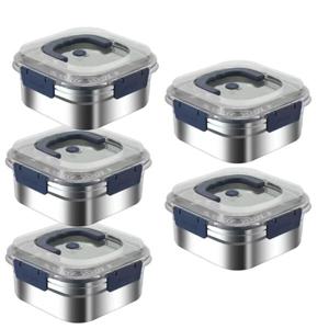 핸디형 스텐 밀폐용기 5종세트 반찬통 김치통 보관용기 1800ml 5P 세트