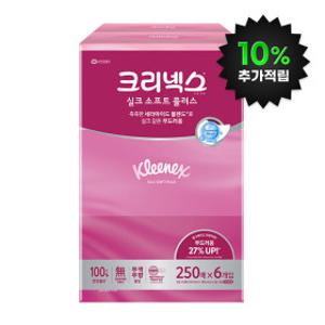 크리넥스 실크소프트 250매 6입 천연펄프 미용티슈 각티슈 곽티슈 +스마일캐시 10% 추가지급