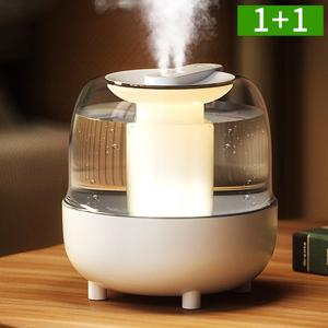 1+1 초음파가습기 4L 대용량 간편세척 탁상용 듀얼분사 무드등 가습기 OHM-J4L