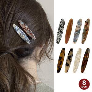 엔비 여성용 프렌치헤어핀 8개세트 마블 일자 고급 옆머리 슬림 집게핀