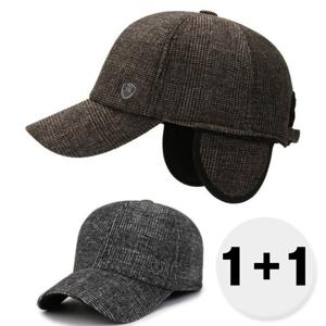 1+1 잔체크 귀덮개 방한 모자 귀마개 캡모자 (2color)