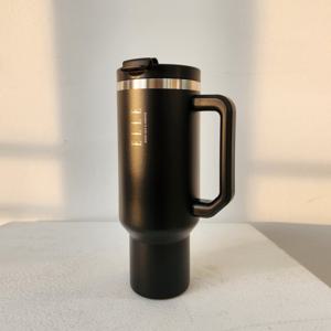 엘르 텀블러 1.2L 대용량 블랙 스텐 빨대포함 보온 보냉 휴대용 손잡이 차량용 엘르 공식판매처