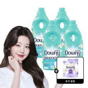 다우니 실내건조 프레시 클린 초고농축 섬유유연제 본품 1L 4개 +다우니 화이트 머스크 200mL 1개