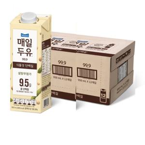 매일두유 99.9 플레인 950ml x 12팩 2박스 무설탕 식물성 단백질 보충제 음료