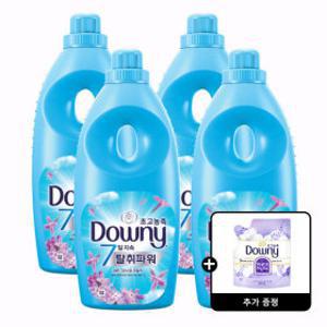 다우니 탈취파워 레몬그라스와 라일락 초고농축 섬유유연제 본품/1L 4개 +다우니 화이트 머스크 200mL 1개