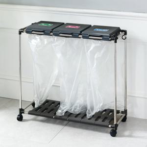 재활용 분리수거함 3단/가정용 스탠드 분리수거대 대용량 쓰레기통 휴지통 비닐 종이 플라스틱 캔 분리배출