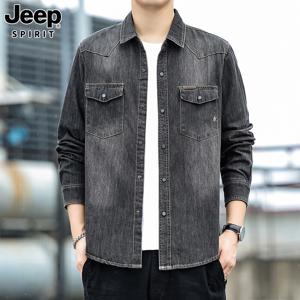 JEEP 지프 봄 여름 남성 데님셔츠 청남방 워싱면 데님 긴팔 재킷