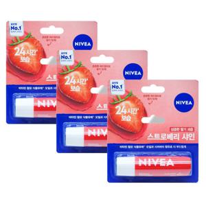 니베아 립케어 립밤 4.8g 스트로베리 샤인 x 3개