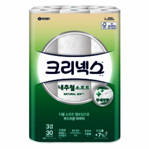 크리넥스 3겹 내추럴 소프트 화장지 30mx30롤
