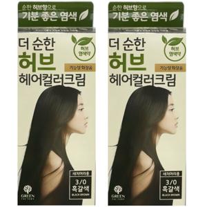 그린팩토리 더 순한 염색약 흑갈색 2P 새치머리용 친환경 저자극