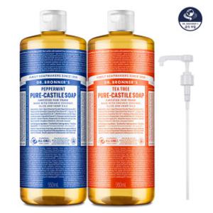 닥터 브로너스 퓨어 캐스틸 솝 950mlx2개 +펌프