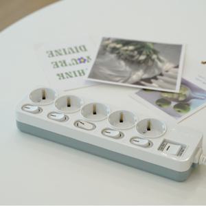 국산 KC KS인증 블루 LED 스위치 개별 절전형 과부하차단 멀티탭 5구 1.5m 2.5m 4.5m (250V 16A)