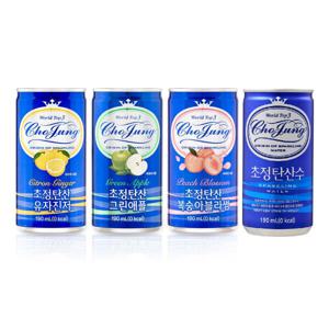 1+1 초정탄산수190ml 골라담기 (플레인/복숭아블라썸/그린애플/유자진저) 총 60캔