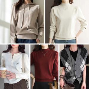 여성 니트 가디건 골지 스트라이프 하프넥 베스트 조끼 후드 집업 이너 니트 5900 균일가 특가 할인중