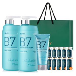 B7 약산성 쿨 탈모 샴푸 선물세트 (역대급행사) 1000ml+1000ml+200ml+10매+(쇼핑백or핸드크림)