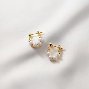 에르모사제이 E086 담수 진주 골드 은귀걸이 / 실버 925 귀걸이