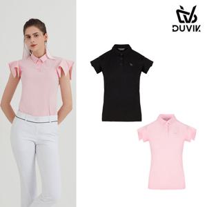 [gs] 듀빅 여성 프릴 소매 카라 반팔티셔츠 DC2WTS005