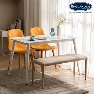 메사 트루디 통세라믹 4인용 식탁세트(벤치1+의자2) WH