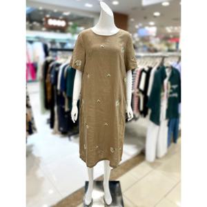 [트리아나]자수 꽃 린넨 롱 원피스 AK2PA14_BE