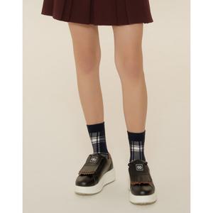 헤지스 골프 여성 24FW 네이비 여성 200침 체크 양말 HWSS4F602N3
