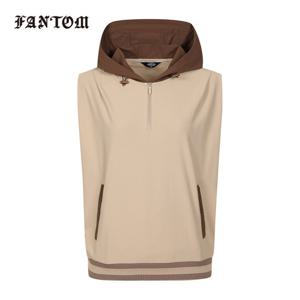 [팬텀] 여성 우븐 배색 후드 민소매 티셔츠 221D3TR203_BG