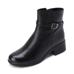 금강제화 랜드로바 LANBOC2058WF1X 여성 캐주얼 쿠션 버클 장식 앤클 부츠(블랙)