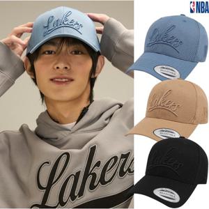 N245AP421P GR 남여공용 엔비에이 LA레이커스 볼륨자수 포인트 롱챙 볼캡 모자