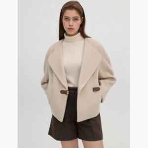 [올리브데올리브]가죽 버클 볼륨 소매 노카라 자켓 (OW4WJA03)