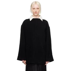 25 FW 메종마르지엘라 여성 블랙 보트넥 스웨트셔츠 242188F096003