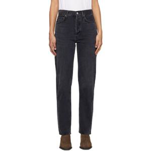 25 FW 에이골디 여성 블랙 90s 핀치 웨이스트 하이라이즈 스트레이트 데님 진 251214F069043