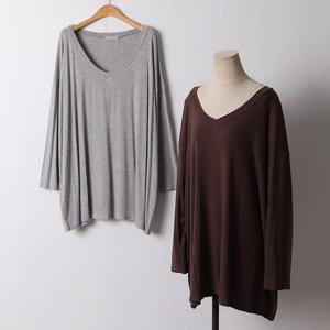 빅사이즈 411 실키브이넥여리티셔츠 DRAF084