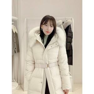 올리브데올리브 (OP4XM114) 리얼폭스퍼 벨티드 구스다운롱패딩점퍼 OLIVE  DES  OLIVE