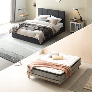 [지누스침대][K] 매든 저상형 다크그레이 침대SET / 컴포트 서포트 하이브리드 30cm 침대 세트 프레임 킹