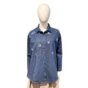 [페이지플린]꽃자수 데님 셔츠남방(F5ABL012A)